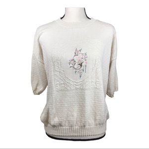 College point Vintage crocheted design sweater